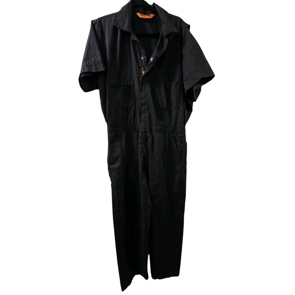 BERNE Coveralls MEN 42-44 L Blue Poly/Cot Const Mechanic Workwear Jumpsuit Read